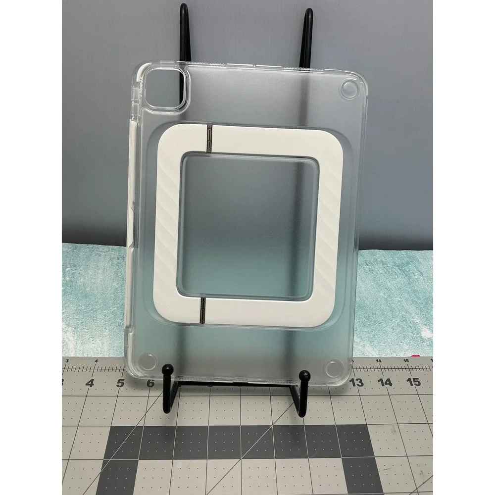 Torras Clear Tablet Case for iPad Pro 11 with White Integrated Kickstand Stylus